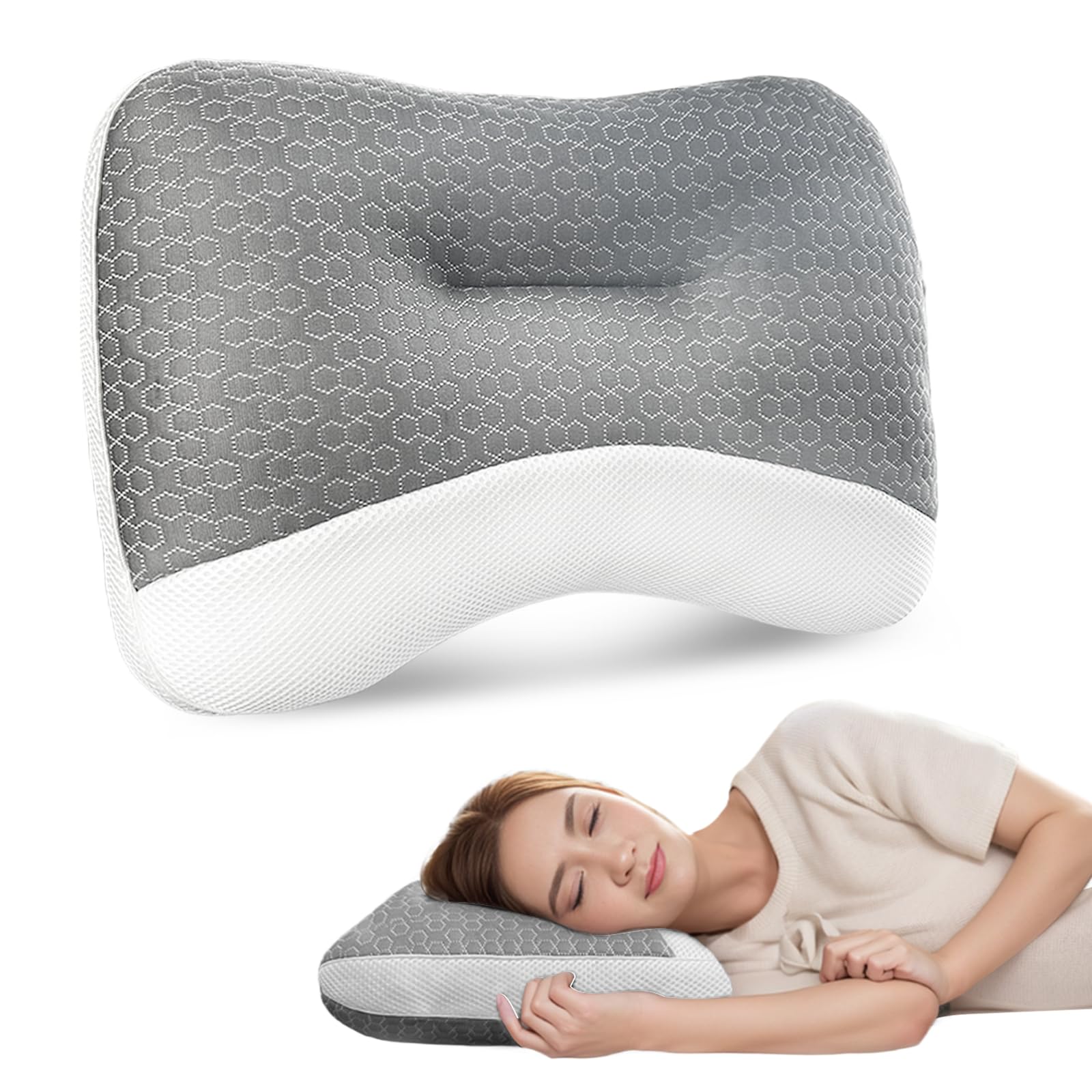 

CozySleep Pillow, Recommended by Chiropractors, with Memory Foam Tips for a Comfortable Head, Neck, and Shoulder Fit. Provides Stability, Reduces
