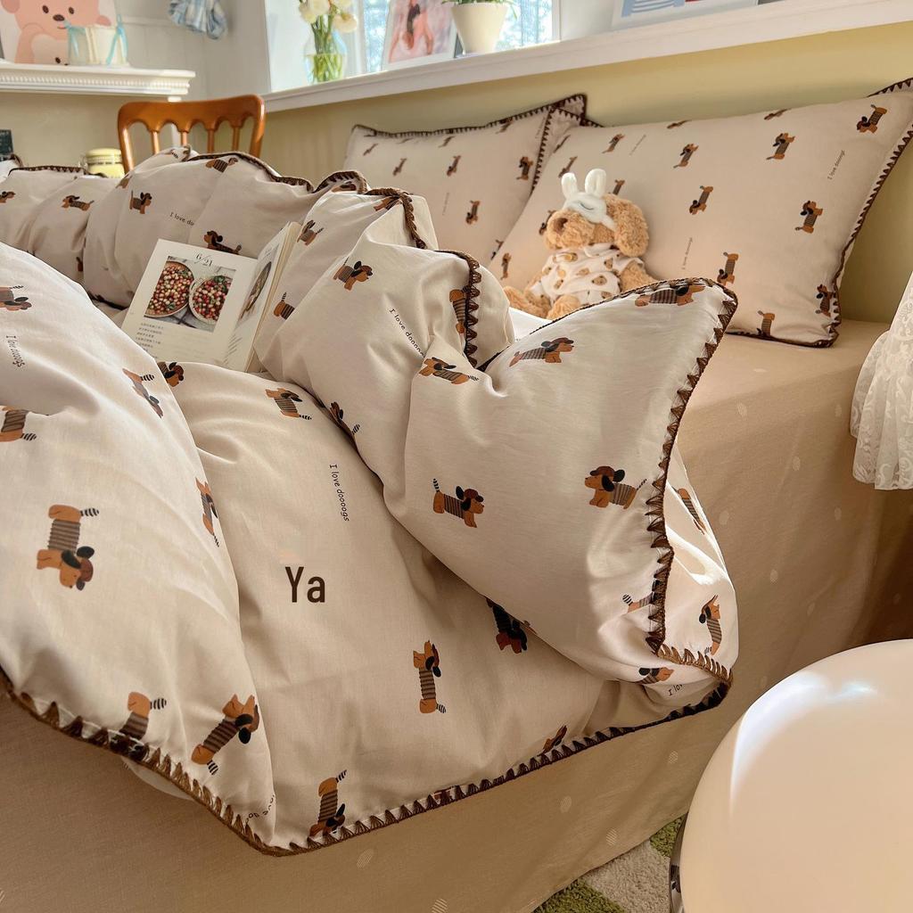 Ins Style 100% Pure Cotton Bedding Set: Duvet Cover and Sheet, Available In Four-Piece or Single Three-Piece Options