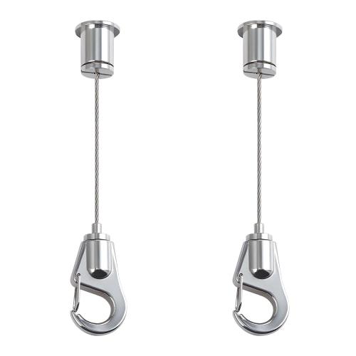 Singertop Fall Prevention Wire, Picture Rail Hanging Wire, Adjustable Stainless Steel Wire with Hooks, Power Mini Wire, Sling with Hooks, Hanging Hard