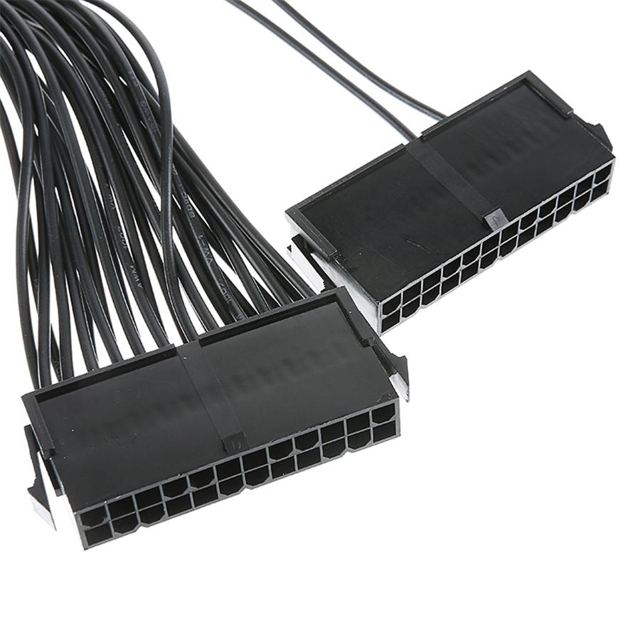 1pcs 30cm 24pin Dual PSU Power Supply Splitter Adapter Cable For ATX Motherboard
