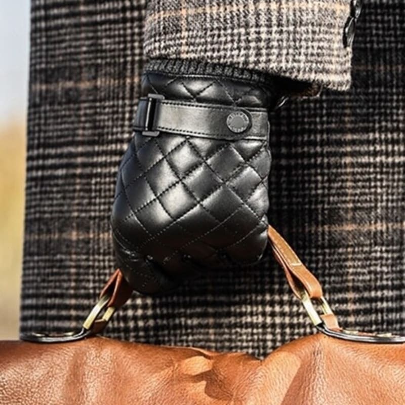 SARTOR Full-Touch Quilted Leather Gloves Black