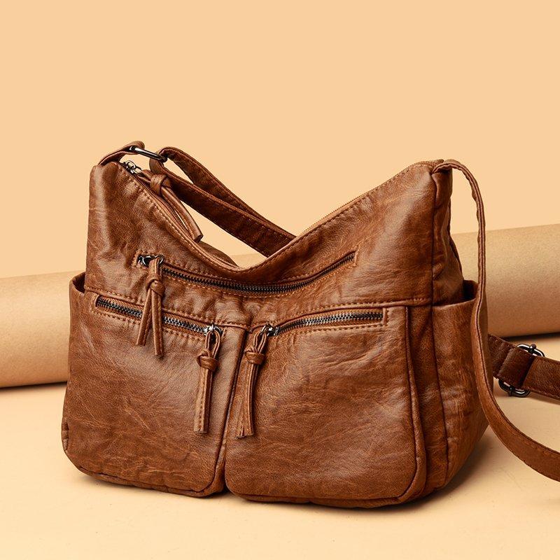 Mother Bag Klasická dvoutaška Měkká kožená taška přes rameno