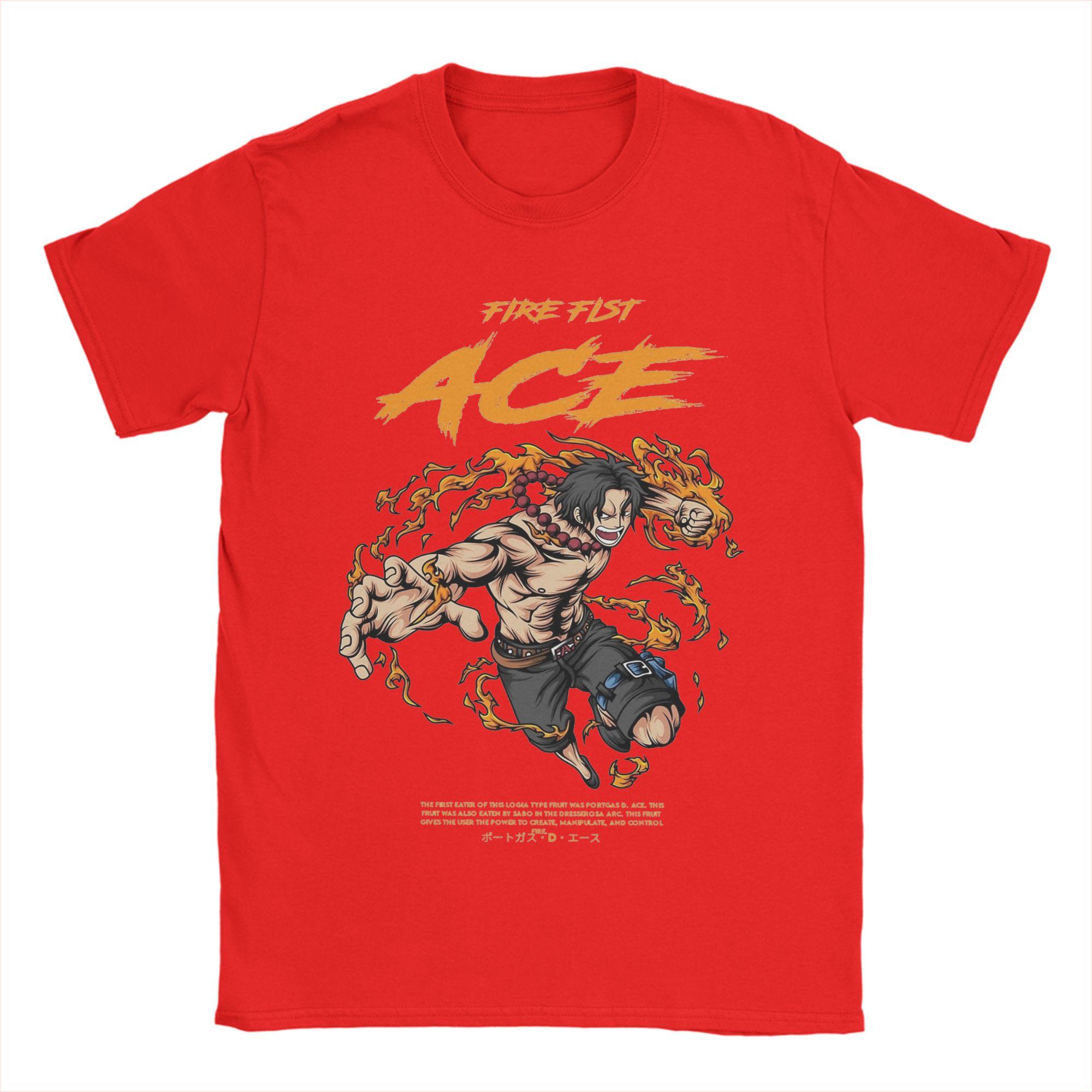 

Vintage Portgas D Ace TShirt for Men Crewneck Pure Cotton T Shirts Ones Pieces Short Sleeve Tees Plus Size Tops S
