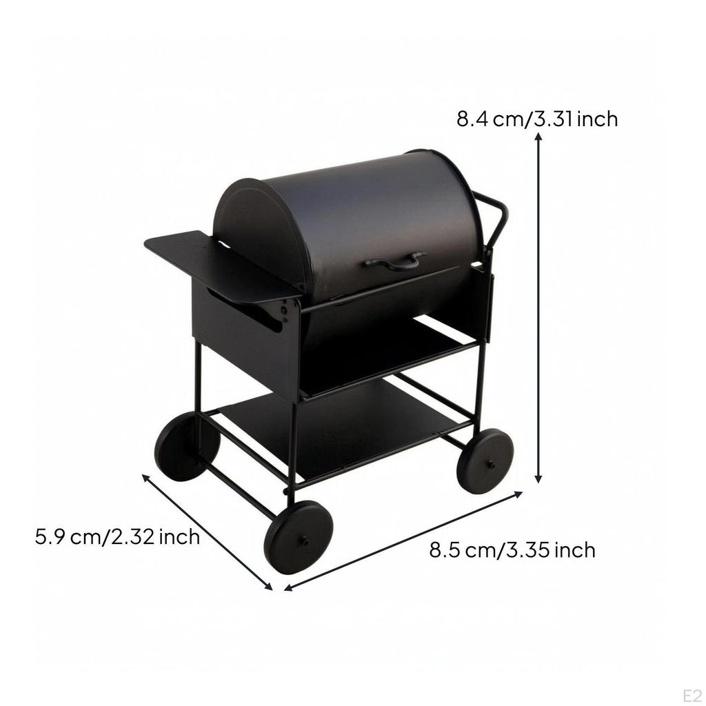 Dollhouse Accessory Mini 1:12 Scale Barbecue Grill Trolley Wheeled for Diorama Builders |