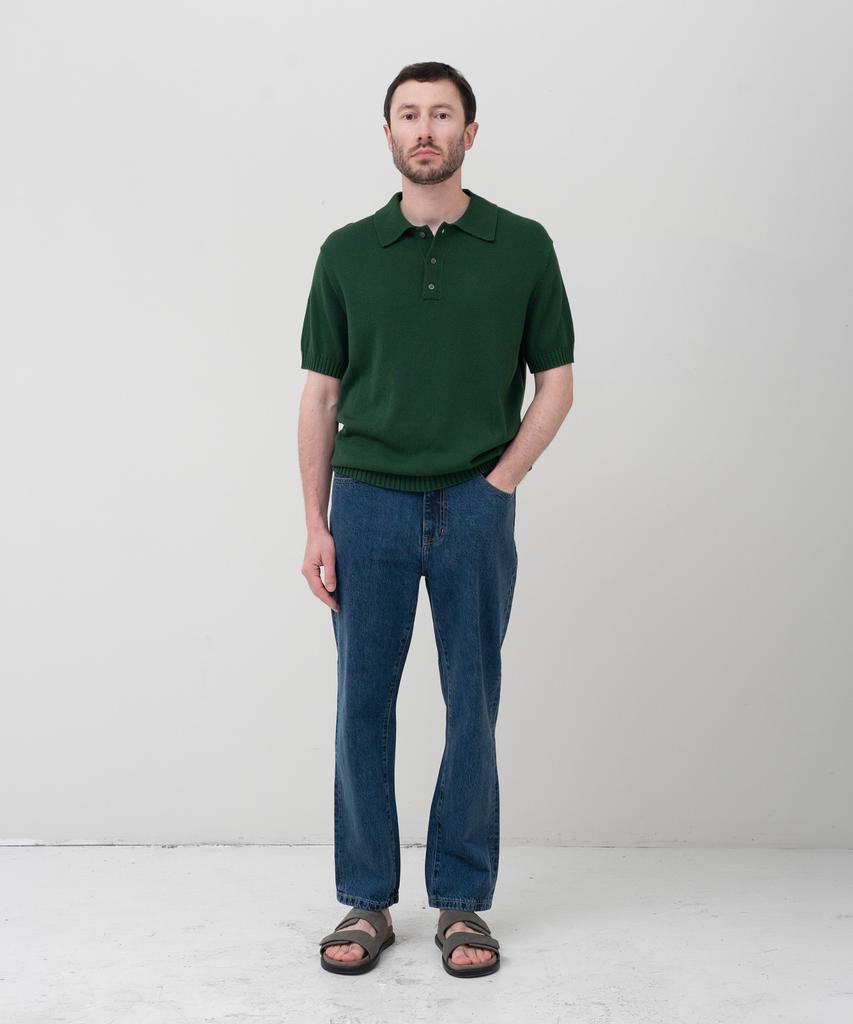 MANNERGRAM 100% Soft Cotton 3-Ply Polo Short Sleeve Knit Green