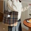Vintage Literary British Plaid Woolen Women's Shoulder Bags Versatile Ladies Handbag Casual Large Capacity Female Tote Bag