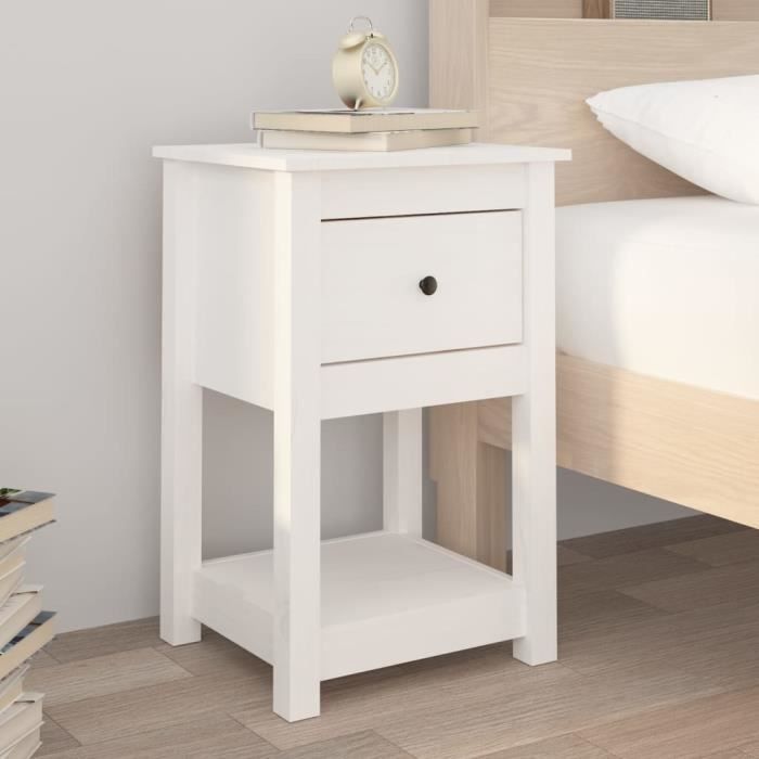 VidaXL Bedside Table White 40x35x61.5 Cm Solid Pine Wood 821731