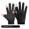 Unisex Winter Cycling Gloves Fleece Lined Touch‑Screen Flip‑Top Half‑Finger 2‑Finger Exposed Anti‑Slip Warm Gloves for Driving Biking Outdoor Sports