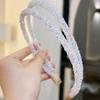 1PCS Fashion Candy Color Rhinestone Hairband For Women Girls Full Diamond Super Flash double Crystal Side Hair Band Headband