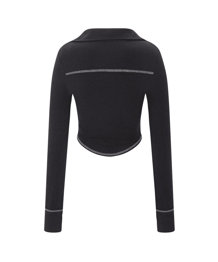 Peullijeunopallou Mamie Snap Button Slim Shirts (Black)