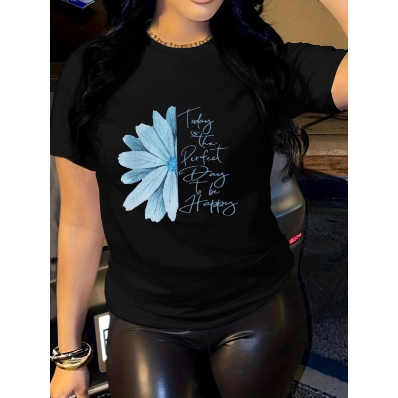 

Women s Maroon Daisy Print T-Shirt - Soft Breathable Round Neck Short Sleeve Top with White Floral & Today I Choose Joy Quote, S чёрный