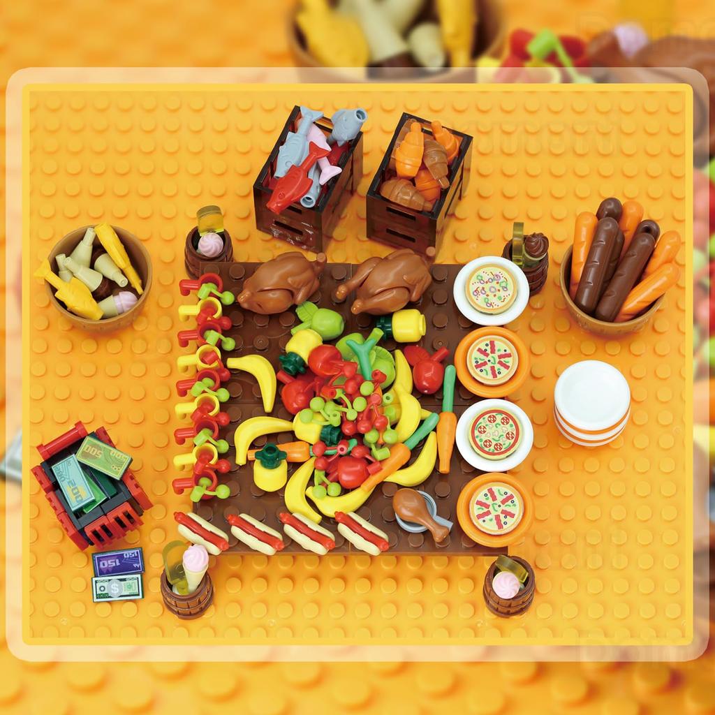 Creative City Food Building Blocks Set Shopping Vegetables Compatible with Major Brands Perfect for Kids Party Favors and Educational Toys Pizza,