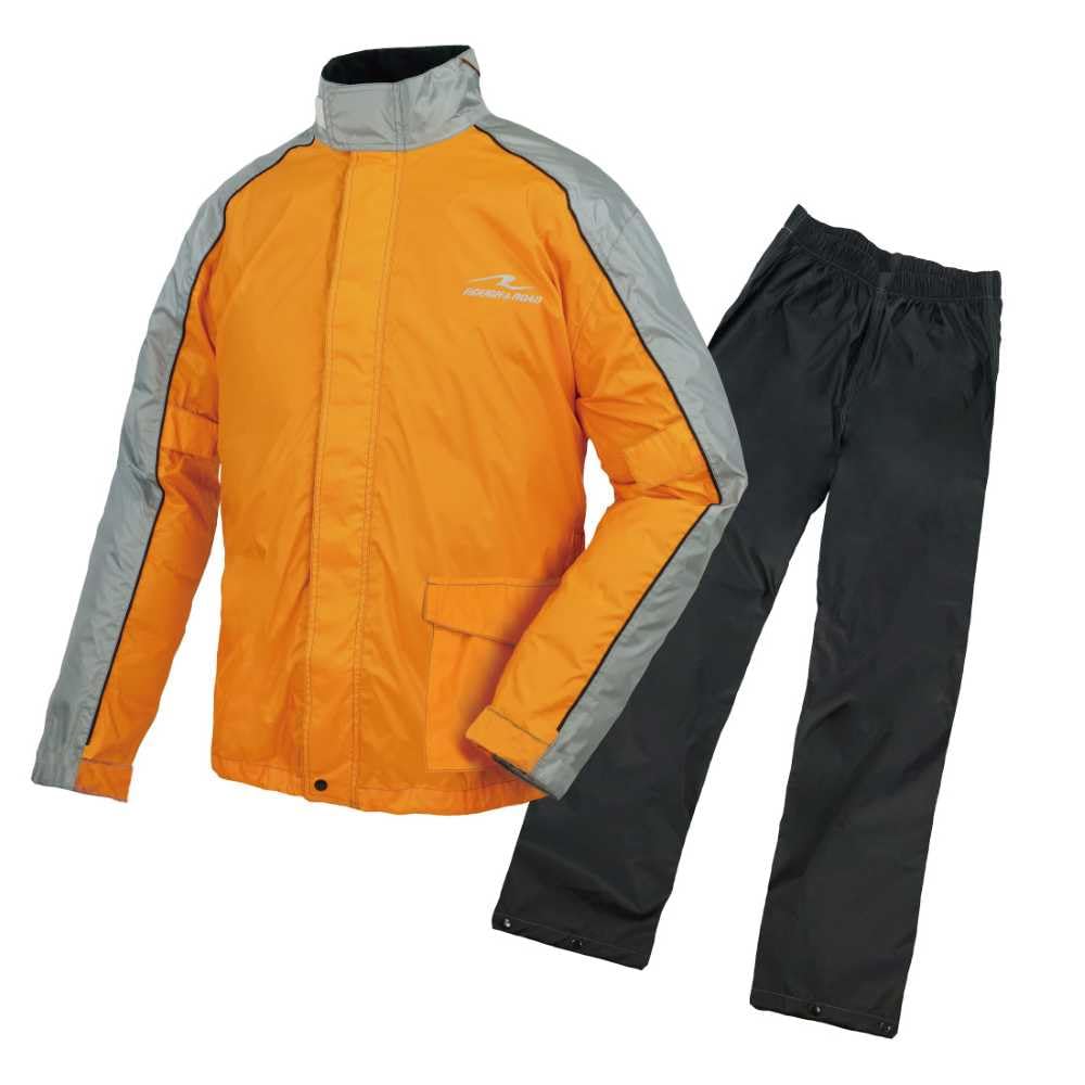 ROUGH&ROAD Dualtex Compact Rain Suit (Top and Bottom Set) Motorcycle Accessories RR7815ORB4 Orange BLL Wide Size