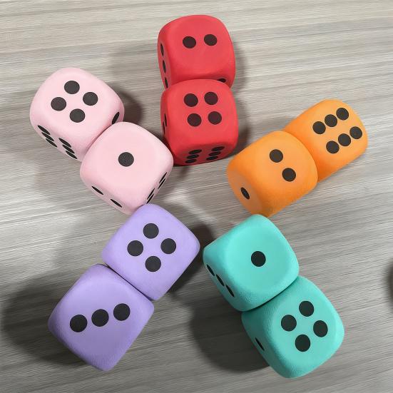 6Pcs 3.8/6/8CM Giant EVA Foam Dice Rounded Corner Six-Sided Large Dice Gaming Dice Toy Board Game Prop Game Casino Themed Party Decoration