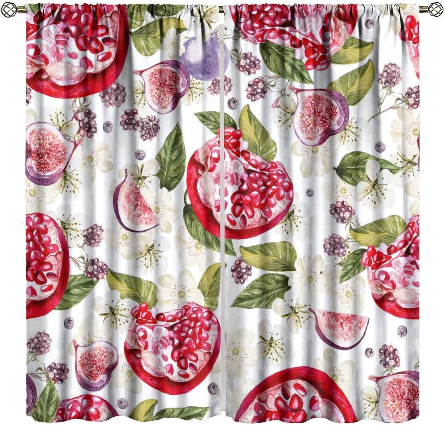 Fruit Curtains,Watercolor Fresh Fruit Floral Pattern Decor Print Window Drapes for Kids Grils Boys Bedroom Living Room Kitchen 60×150cm