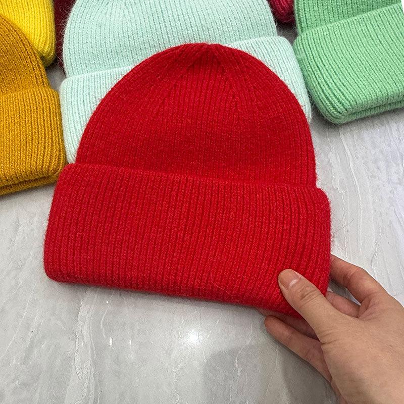 Hat Women's Autumn and Winter Wool Hat Casual Warm Versatile ins Knitted Hat Solid Color Light Board Cold Hat Men's Trend