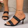 New Fashion Summer New Sandals Thick Heel with Square Head Solid Color Outer Wear High-heeled Women's Slippers Size 35-40