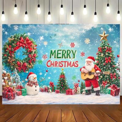 Merry Christmas Winter Santa Snowman Background Cloth 2025 Xmas Party Decoration Supplies Home Photography Background Banner