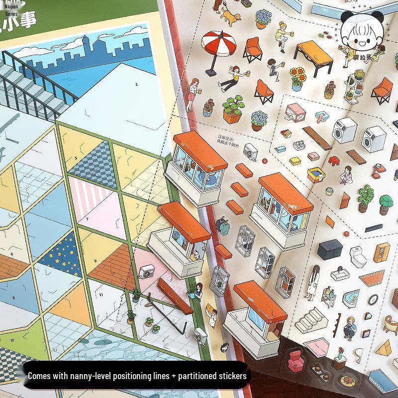 DIY Miniature Scene Book 9: Fun 3D Cartoon Landscapes & Houses Stickers for Girls