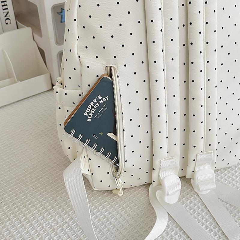 Student Schoolbag Polo Dot Women's Large Capacity Backpack Lightweight Class Backpack