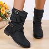 Bottes pour femmes Automne et Hiver Européennes et Américaines Rétro Bout Rond Talon Bas Bottes Cigarette