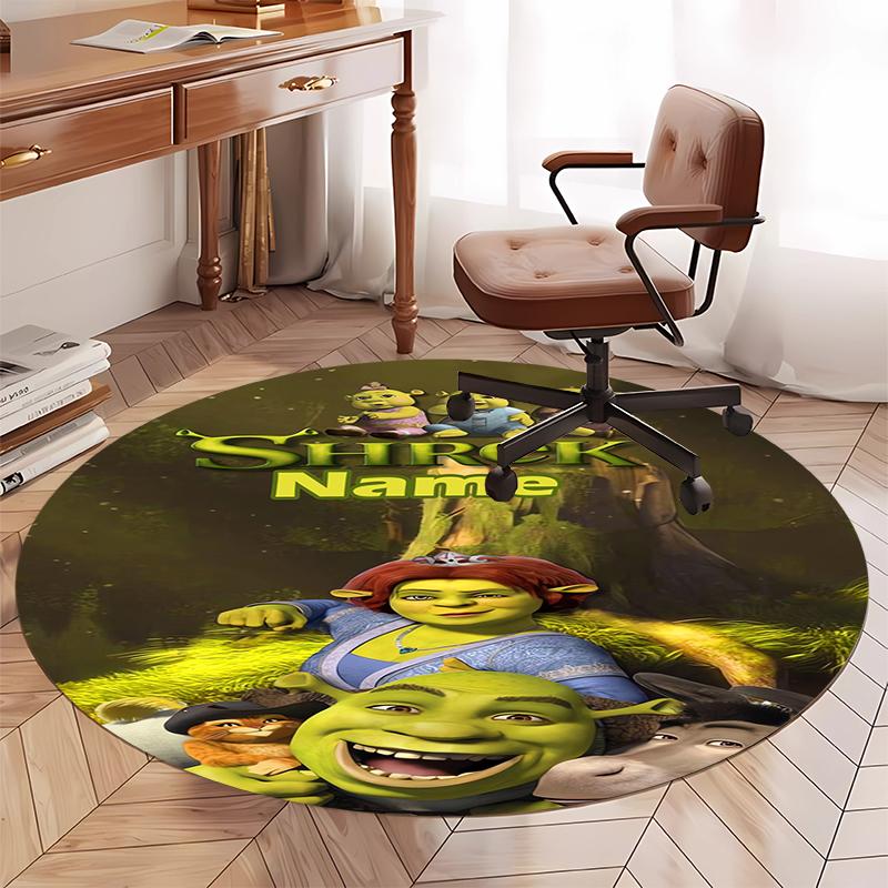 Benutzerdefinierter Name Shrek Aufdruck Runder Teppich Teppich Stuhlteppich Bereichsteppich Eingang Fußmatten, für Bürostuhl Wohnzimmer Schlafzimmer Küche.