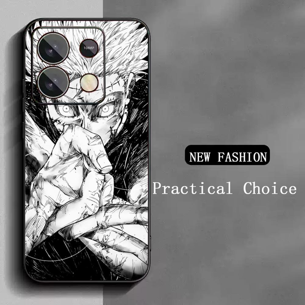 Satoru Gojo Hot Anime Man Poster Phone Case For Redmi Note 14 13 12 11 Pro Plus S 5G 14C A3 Soft Black Phone Cover