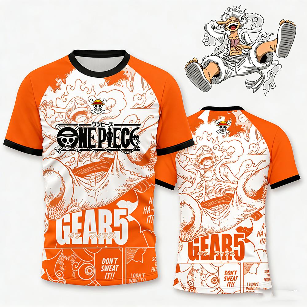 2026 One Piece Luffy Gear 5 Jersey Men 3D Printed Soccer Shirt Anime Sports Breathable Quick Dry Role Play Tops