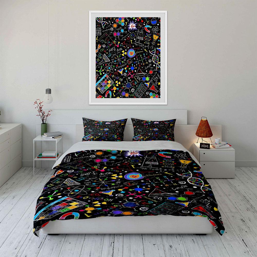 Science Themed Three-Piece Set Multiple Sizes Kid'S And Adults' Bedroom Exquisite 3Pc Bedding Set, Gift