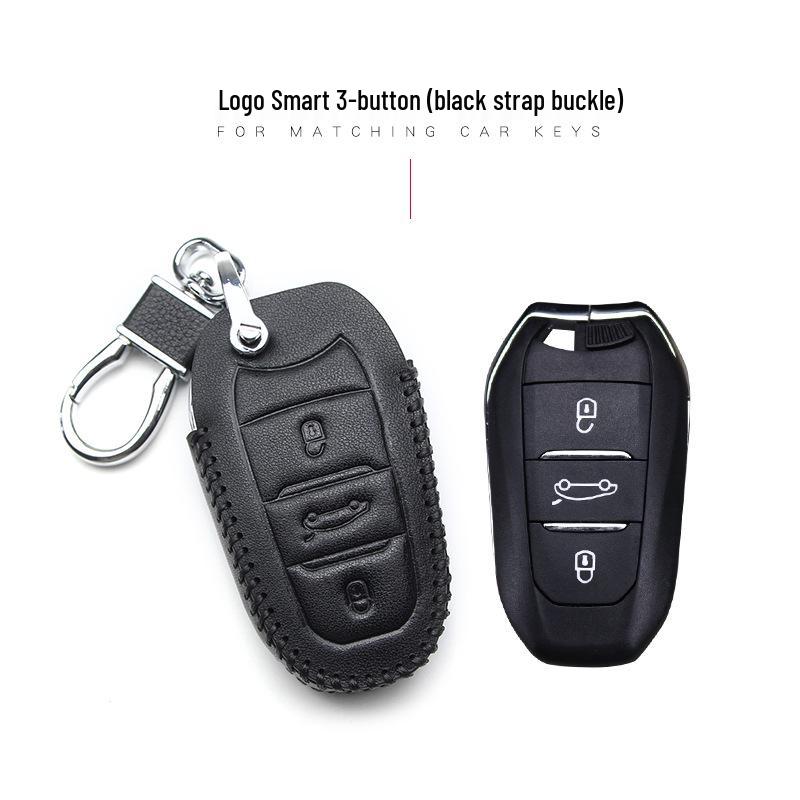 Genuine Leather Key Cover for Peugeot 308, 508, 408, 3008, 4008, 208 & Citroen Sega