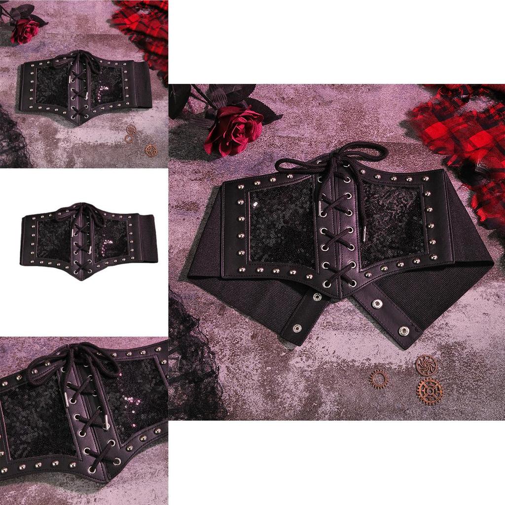 Faux Leather Waist Cincher With Alloy Buckle For Retro Fashion And Body Shaping