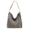 Large capacity simple fashion striped cloth bag spring new lazy style shopping bag shoulder tote bag