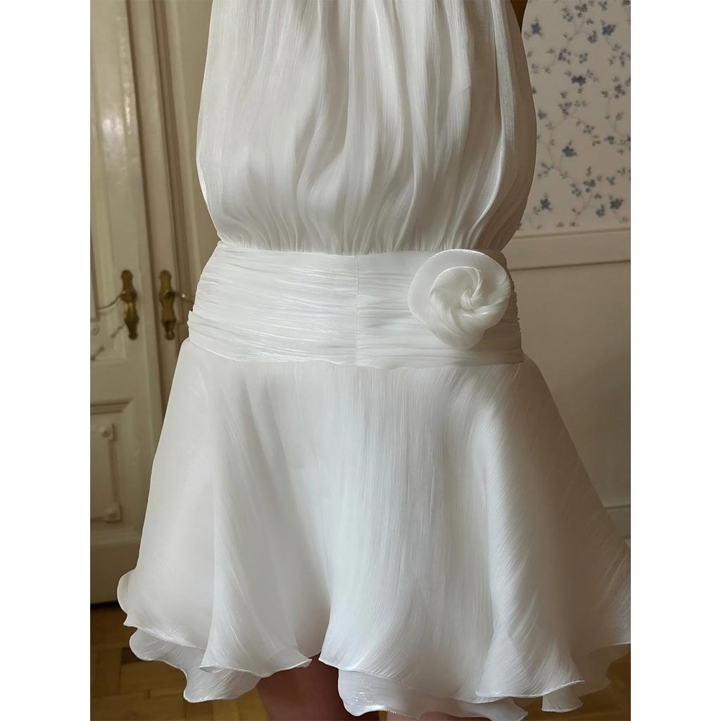 Summer New Sexy Backless Halter Neck Sleeveless Bandage Dress for Women Evening Party Banquet Dress