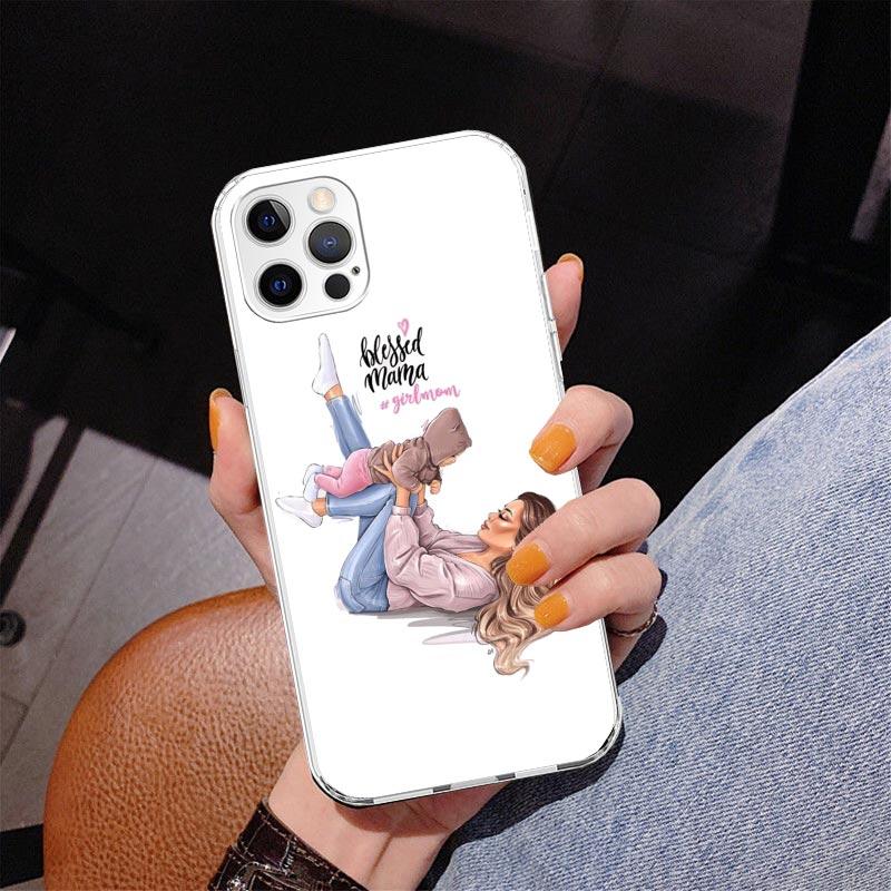 Baby Mom Girls Phone Case For iPhone 17 Air 16 Pro Max 16E 15 + 14 Plus 11 12 13 Mini 7 8 SE Gift Print Cover Fundas 17 Air 16 P