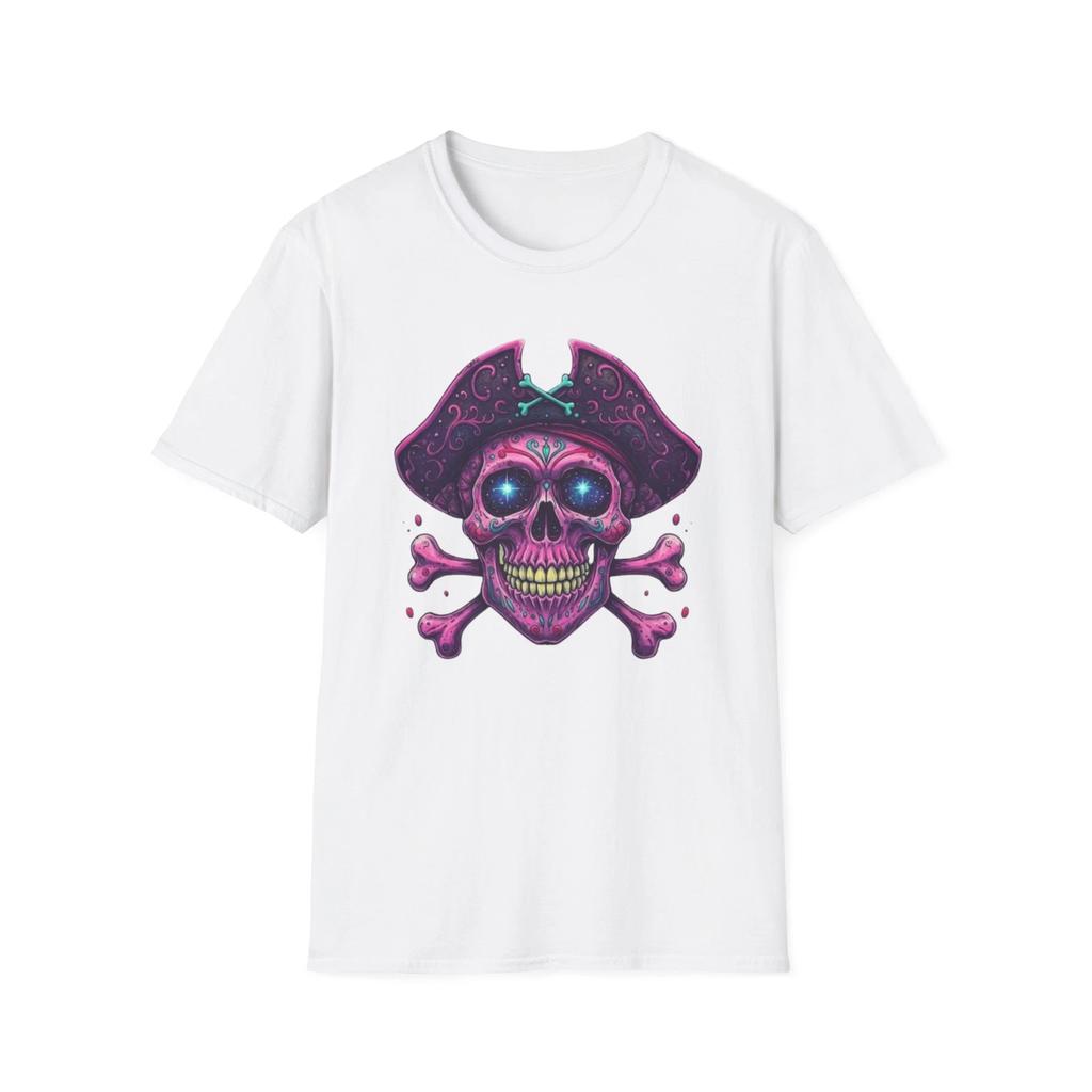 Psychedelic Pirate Skull T Shirt, Unisex Tee, Colorful Graphic Shirt, Skull Art