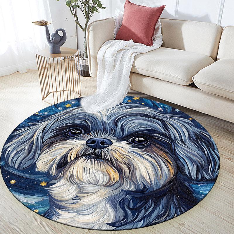 Shih Tzu Pattern Round rug,Carpet Rug for Living Room Bedroom Playroom ,Non-slip Floor Mat,Holiday Gifts and Birthday Gifts.