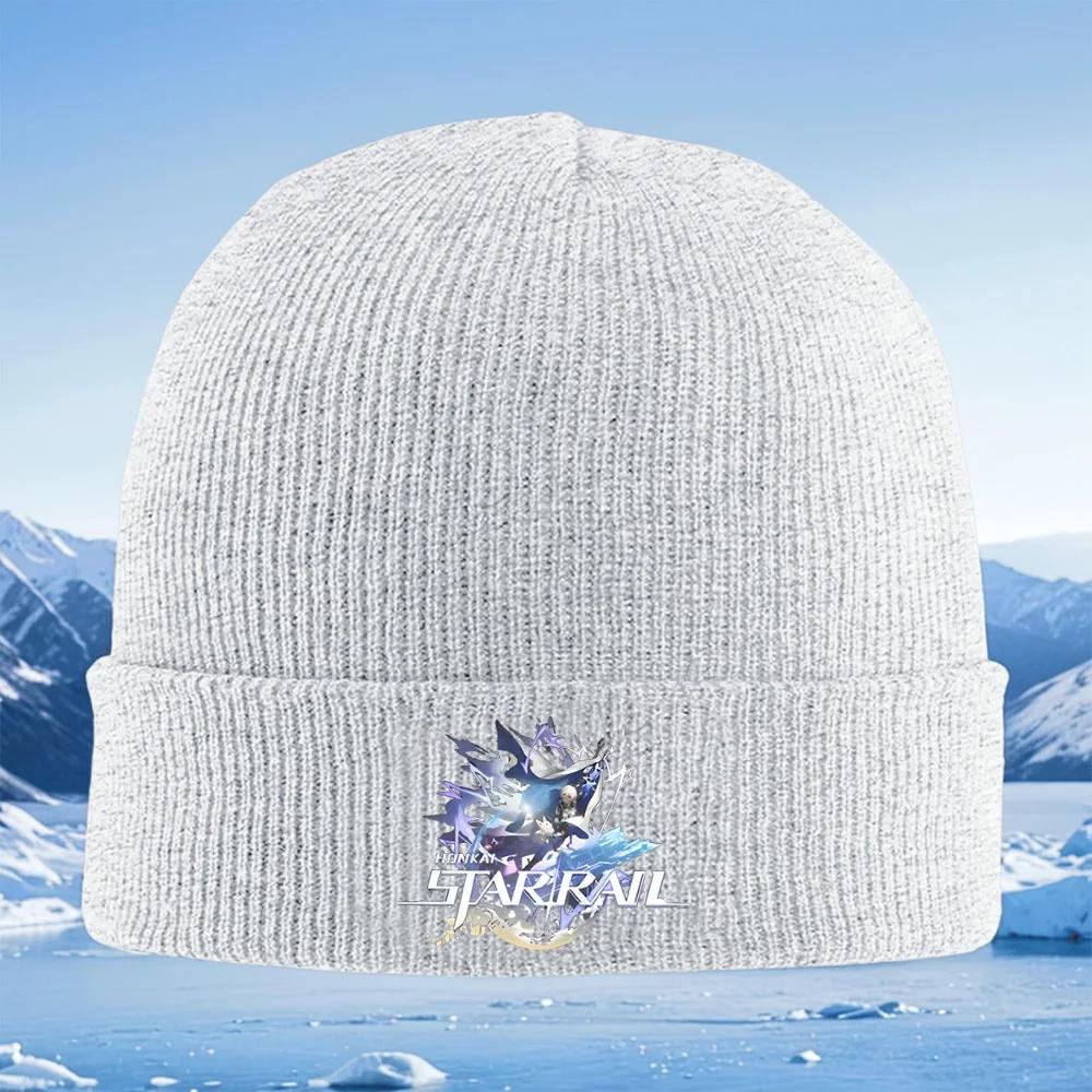 Anime characters Rail Star Honkai Unisex Women Unisex Knitted Hat Beanie Pullover Cap Winter Thermal Warm Christmas Outdoor Cycling