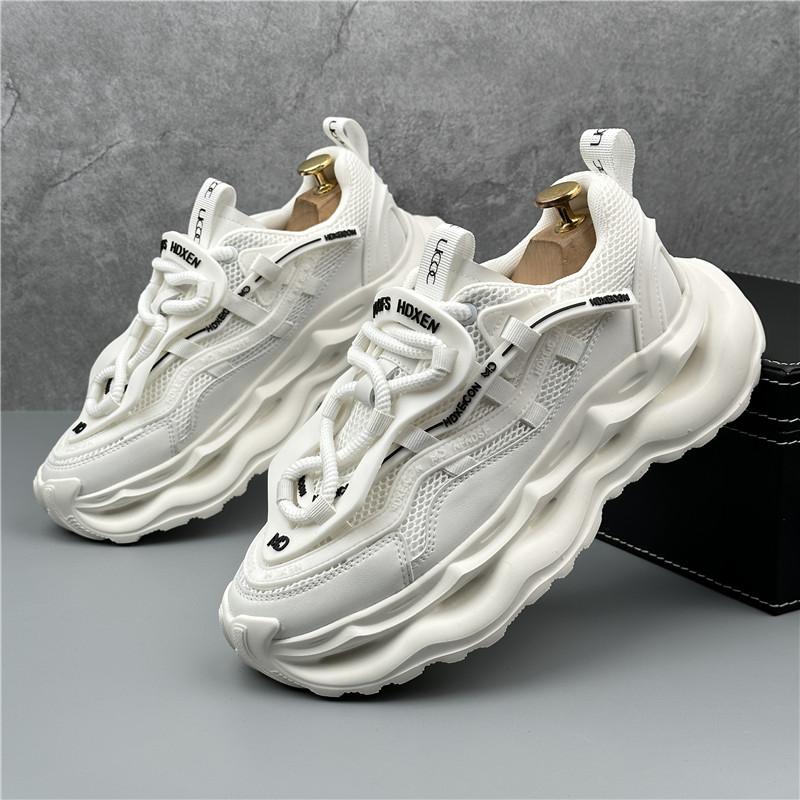 New Autumn Men's Sneakers Men's Comfortable Platform Shoes 2024 Trend Lace-up Vulcanized Shoes White Casual Sneakers Zapatillas