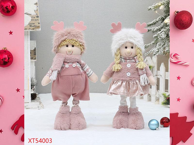 Pink Long Plush Boy and Girl Dolls for Christmas Decor