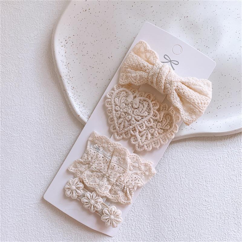 Cute Lace Flower Bow Hairpins Set Children Girls Kids Hair Clips Pins Barrettes Accessories Hairclip Headwear Headdress Ornament