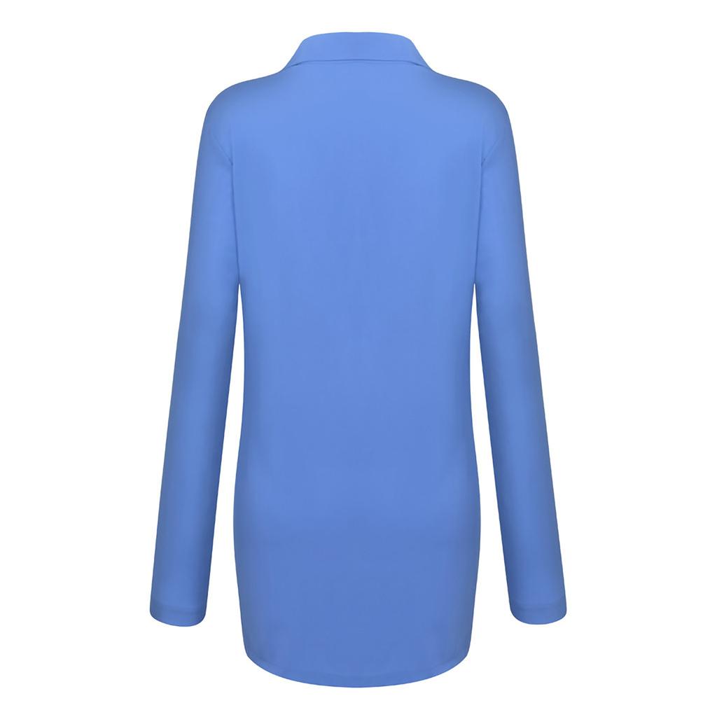 Women's Color Single-breasted Leopard Pocket Long-sleeved Lapel Shirt