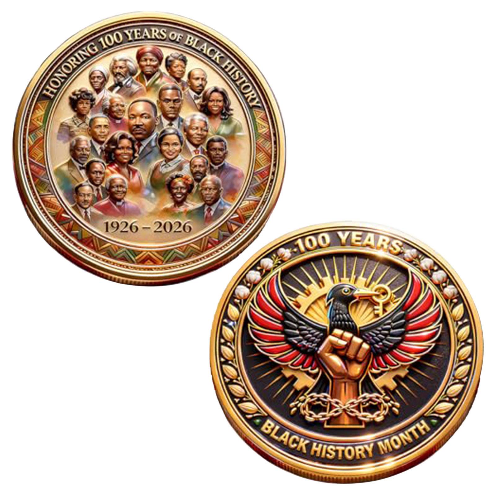 

Honoring 100 Years of Black History Commemorative Coin 1926-2026 Collectible Metal Token Black History Month Souvenir One Size
