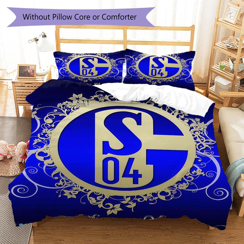 FC Schalke 04 Set Copripiumino Trapuntato Federa Decorazione per la Casa Regalo di Compleanno (1 * copripiumino + 2 * federa, senza nucleo)
