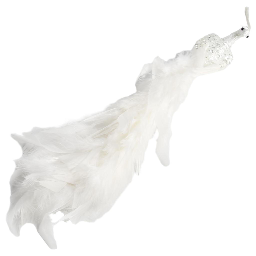 1pc Artificial White Peacocks Feathered Ornaments Christmas Long Tail Simulation Birds Christmas Tree Wedding Decor Pendant