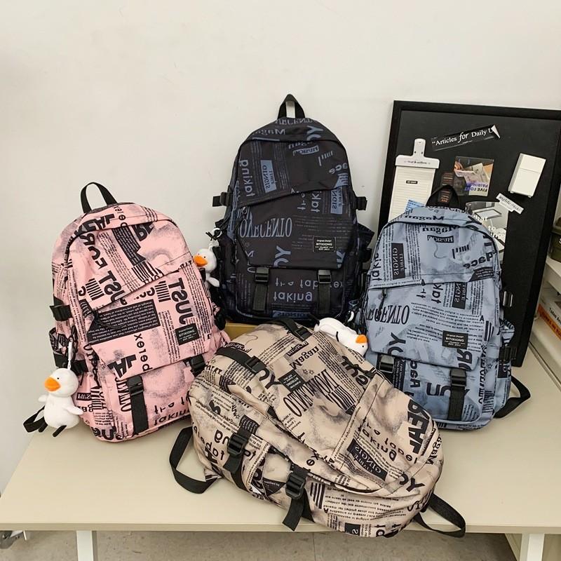 Letter Unisex Graffiti Backpack With Multiple Pockets For School And Campus
