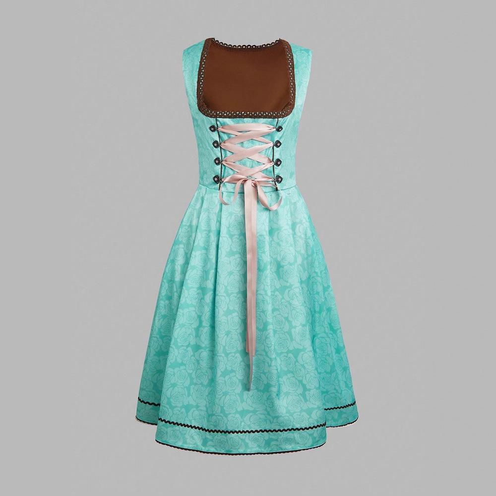 2025 Spring/Summer Women's European-American Maid Costume Beer Girl Lace-Up Dress Set