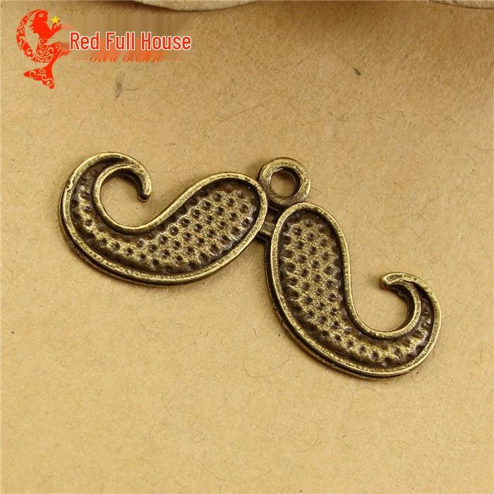Antique Blue Retro Mustache Pendant for Mobile Phones, 1g, 100 pcs/pack