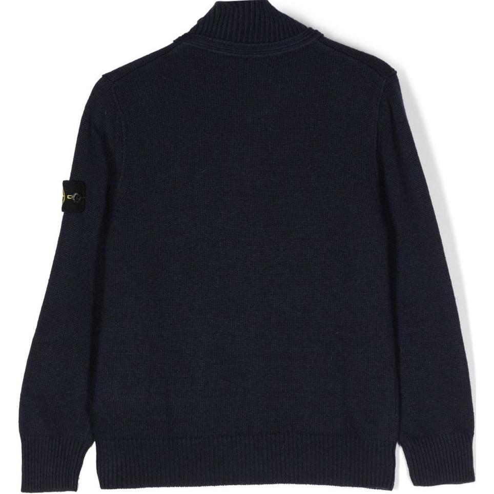 Stone Island Sweater Logo Patch Button Fitted Long Sleeve Knit Kids sweaters Black 7916503Z1-V0029
