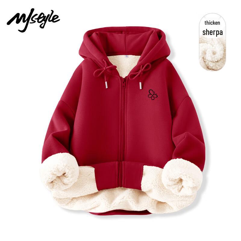 

MJ STYLE Women s Hooded Lamb Fleece Cardigan Sweatshirt 2XL