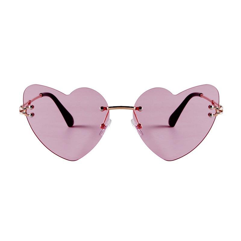 Fashion Red Heart Festival Sunglasses for Women Men Brand Designer Trendy Cat Eye Love Sun Glasses Rimless Party Shades S7268Q